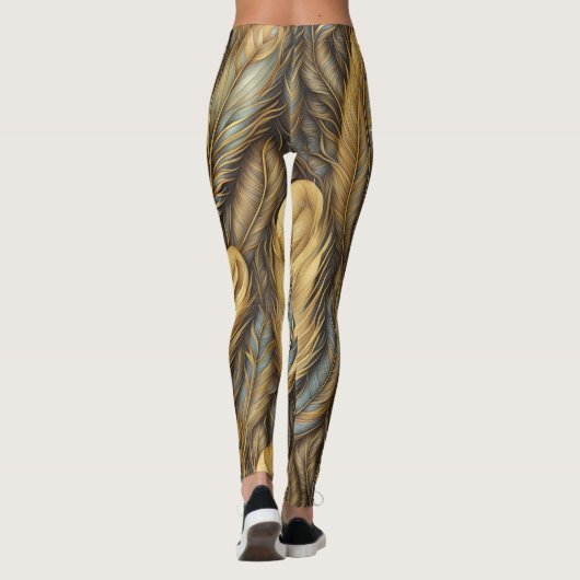 Leggings Plumes d'or Argent Art (Dos)