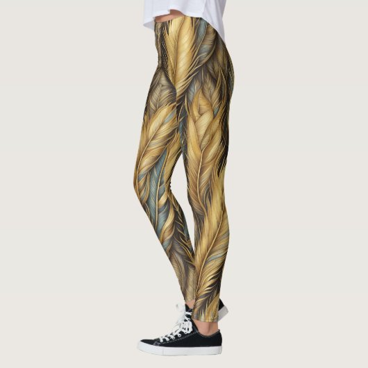 Leggings Plumes d'or Argent Art (Gauche)