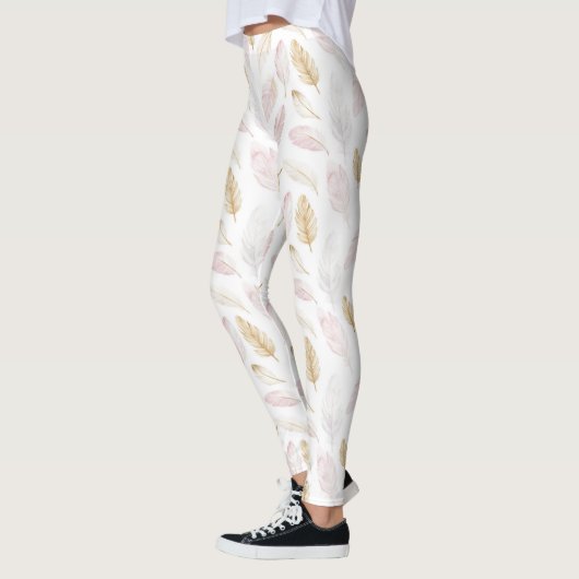 Leggings Plumes d'or rose (Gauche)