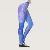 Leggings *~* Plumes et cristaux Boho Aquarelle Bleu doux (Droite)