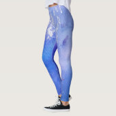 Leggings *~* Plumes et cristaux Boho Aquarelle Bleu doux (Gauche)