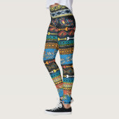 Leggings Plumes ethniques : Broderie Boho Chic (Gauche)