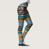 Leggings Plumes ethniques : Broderie Boho Chic (Droite)