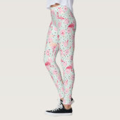 Leggings Plumes Flamants roses sur Pois 2 (Gauche)