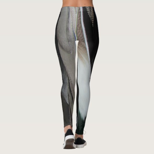 Leggings Plumes Motif Oiseau sauvage Gris Noir Gris (Dos)