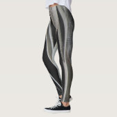 Leggings Plumes Motif Oiseau sauvage Gris Noir Gris (Gauche)