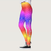 Leggings Plumes Parties scintillant motif base rose bleu ja (Gauche)