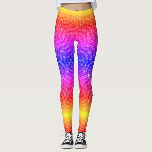 Leggings Plumes Parties scintillant motif base rose bleu ja (Devant)