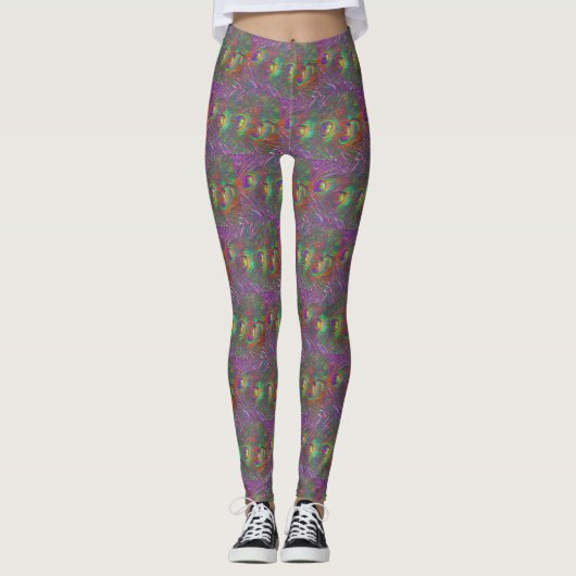 Leggings Plumes Peacock Tinsel de Noël (Devant)