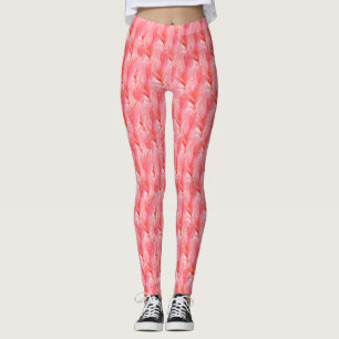 Leggings Plumes Rose Chaud 