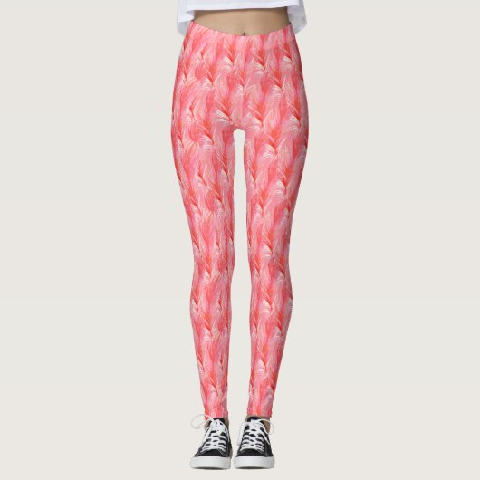 Leggings Plumes Rose Chaud  (Devant)