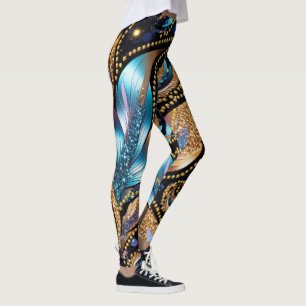 Leggings Plumes stylisées Beautify avec perles d'or