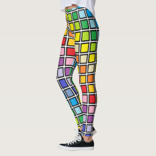 Leggings Plus larges carrés d'arc-en-ciel de spectre
