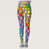 Leggings Plus larges carrés d'arc-en-ciel de spectre (Devant)