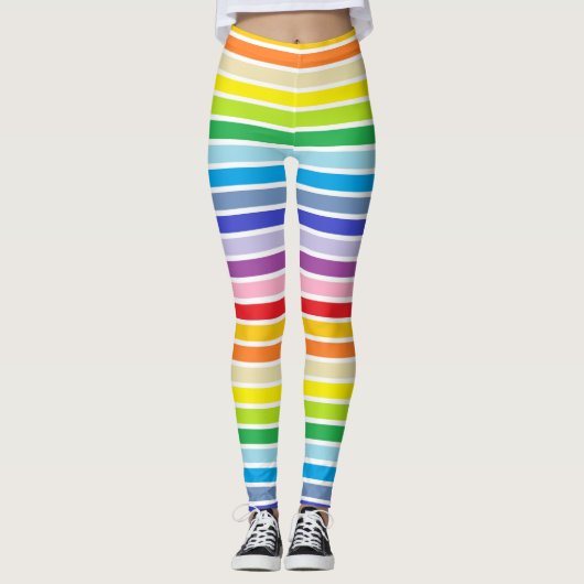 Leggings Plus larges rayures d'arc-en-ciel de spectre (Devant)