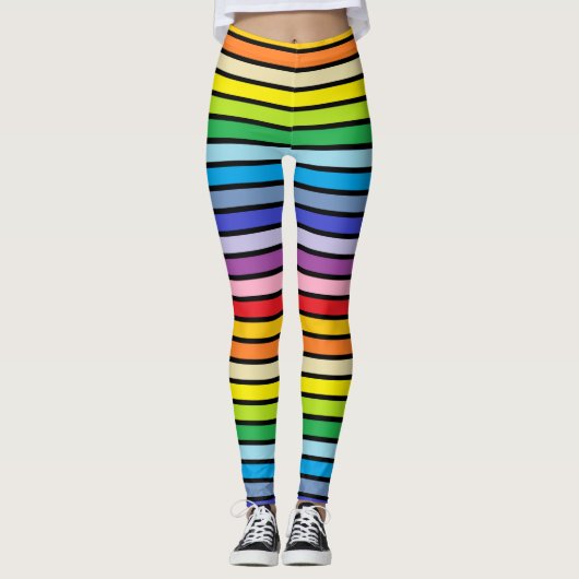 Leggings Plus larges rayures d'arc-en-ciel de spectre (Devant)