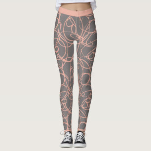 Leggings Plutôt gris avec des tourbillons roses pantalons d