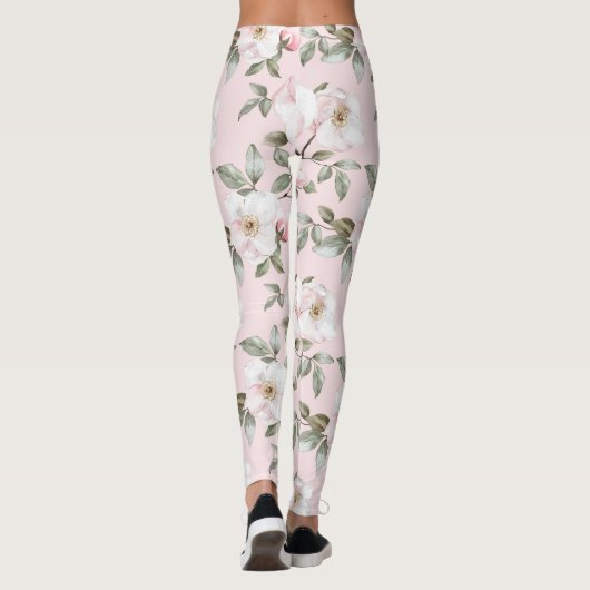 Leggings Plutôt Rose Blanc Floral (Dos)