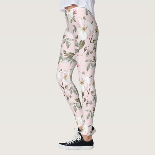 Leggings Plutôt Rose Blanc Floral (Gauche)