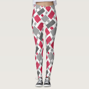 Leggings Pneuka rouge gris patchwork sur arrière - plan bla