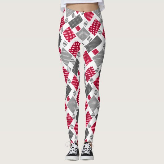 Leggings Pneuka rouge gris patchwork sur arrière - plan bla (Devant)