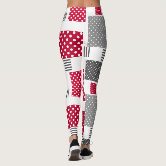 Leggings Pneuka rouge gris patchwork sur arrière - plan bla (Dos)