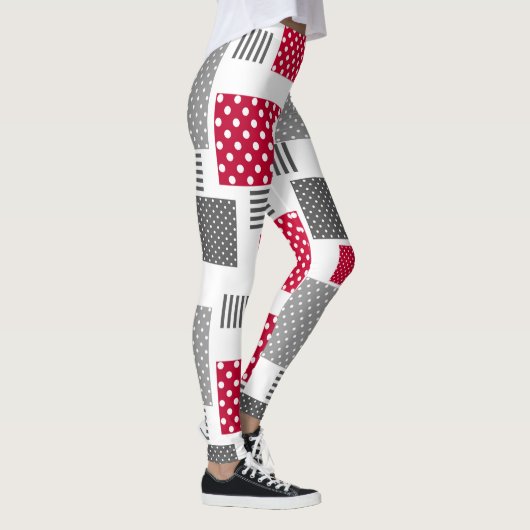 Leggings Pneuka rouge gris patchwork sur arrière - plan bla (Droite)
