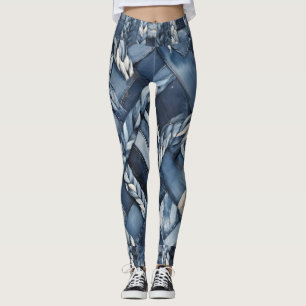 Leggings Poche Et Tresses En Denim Distressé Sombre