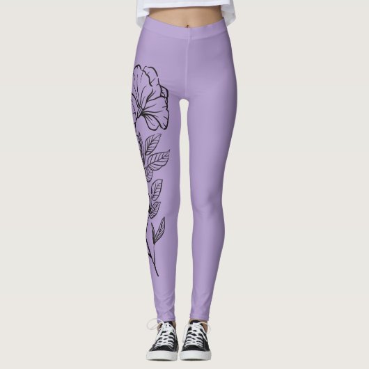 Leggings Pochoir de fleur (Devant)