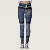 Leggings Poignée/Patchwork Denim Design (Devant)
