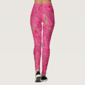 Leggings poinsettias de couleur Fuchsia, motif floral (Dos)