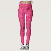 Leggings poinsettias de couleur Fuchsia, motif floral (Devant)