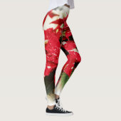 Leggings Poinsettias Festive Rouge Blanc Floral (Droite)