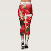 Leggings Poinsettias Festive Rouge Blanc Floral (Dos)