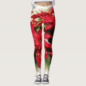 Leggings Poinsettias Festive Rouge Blanc Floral (Devant)