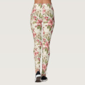Leggings Poinsettias roses, blanches, vertes et baies rouge (Dos)