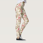 Leggings Poinsettias roses, blanches, vertes et baies rouge (Droite)