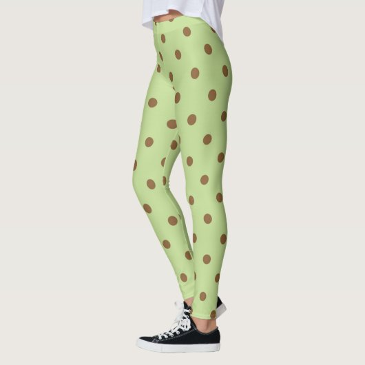Leggings Point de Polka Retro Brown et vert olive (Gauche)
