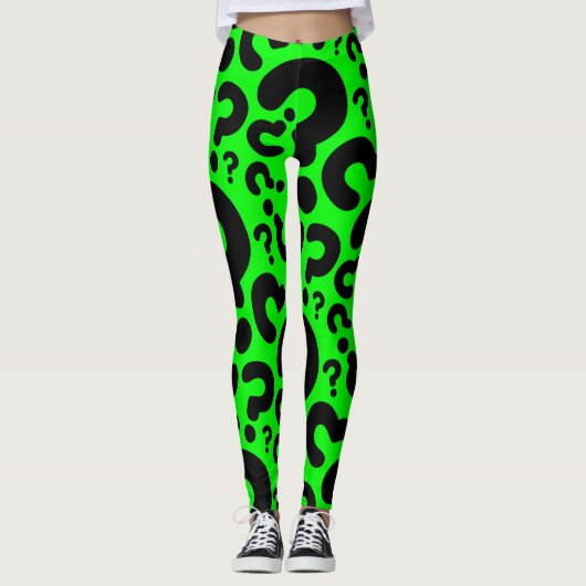Leggings point d'interrogation vert acide halloween (Devant)