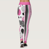 Leggings Point Polka Abstrait rose et gris mignon (Dos)