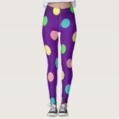 Leggings Point Polka multicolore et violet élégant (Devant)