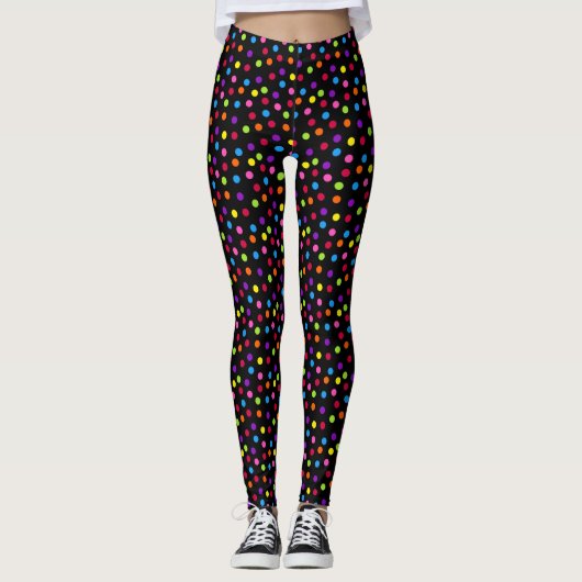Leggings Point Polka noir arc-en-ciel (Devant)