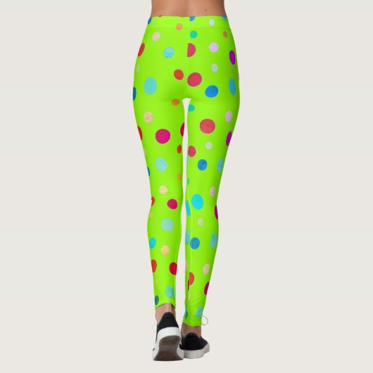 Leggings Point Polka vert néon (Dos)