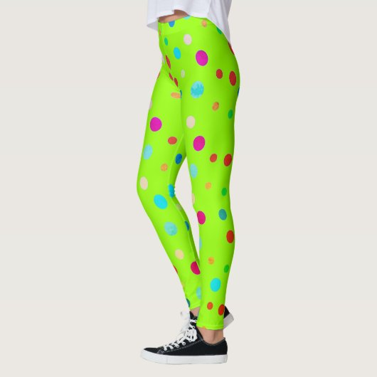 Leggings Point Polka vert néon (Gauche)