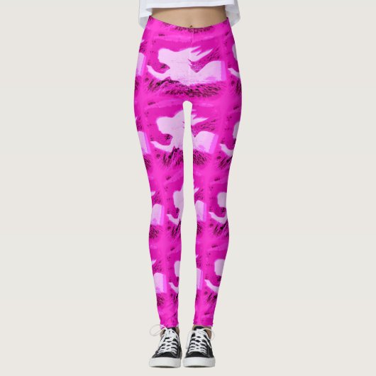 Leggings pointant des sirènes roses (Devant)
