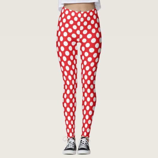 Leggings Pointe blanc et rouge (Devant)