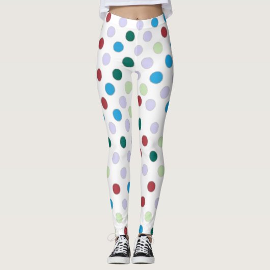 Leggings Pointe de polka de couleur douce (Devant)