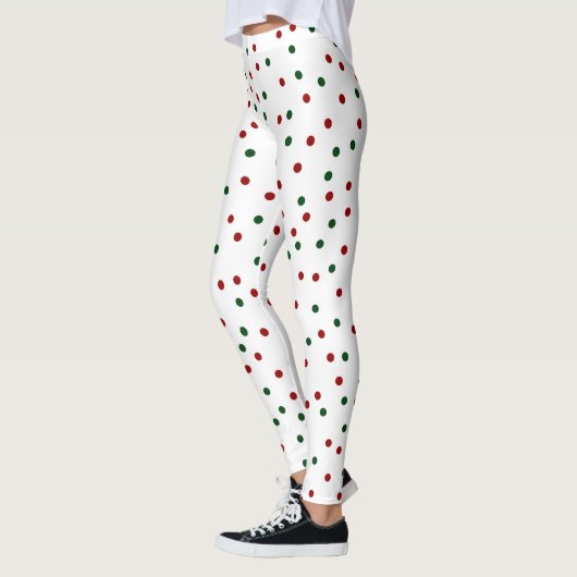 Leggings Pointe Polka rouge et verte (Gauche)