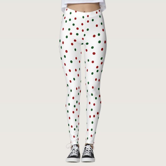 Leggings Pointe Polka rouge et verte (Devant)