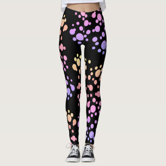 Leggings Points arc-en-ciel tendance sur fond noir -